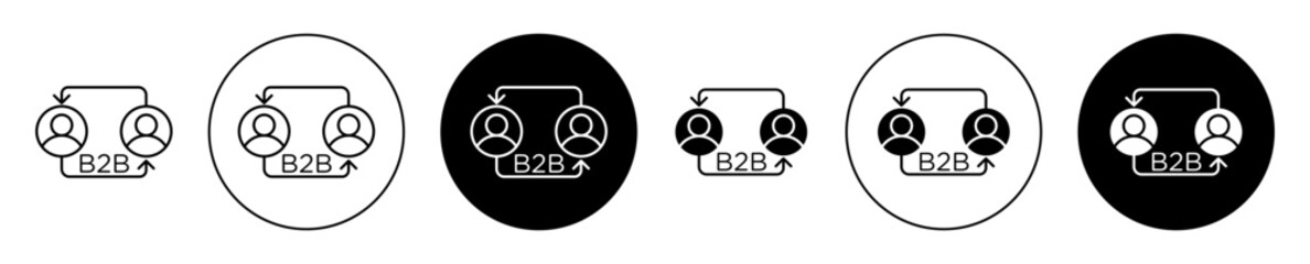 b2b icon set in black filled and outlined style. suitable for UI designs