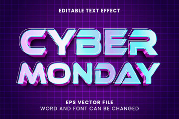 Wall Mural - Cyber monday metallic 3d editable vector text effect