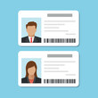 Driver license icon in flat style. Identification document vector illustration on isolated background. Profile card sign business concept.