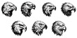 set of black and white eagle head logo. isolated on a transparent background. eps 10