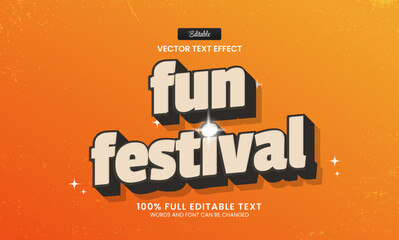 Wall Mural - design editable text effect, fun festival 3d cartoon vector illustration