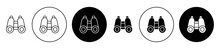 Binoculars Vector Icon Set In Black Color. Suitable For Apps And Website UI Designs