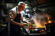 a Chef in a busy restaurant kitchen