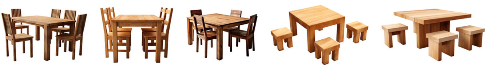 Wood table and chair set on transparent background. wooden table with chair png