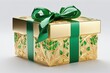 Geschenkbox mit Schleife auf weißem Hintergrund close up