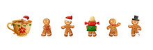 Funny Christmas Cookie Character Gingerbread Man Family Set 
