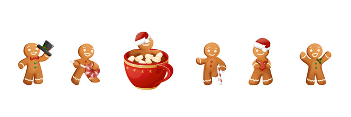 Funny Christmas Cookie Character Gingerbread Man Family Set 