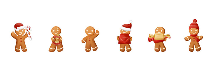 Funny Christmas Cookie Character Gingerbread Man Family Set 