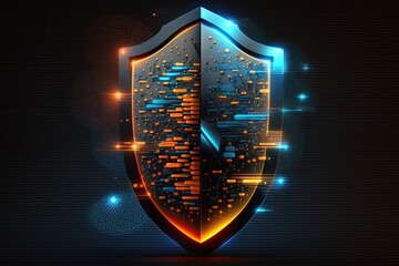 Wall Mural - Cyber security shield technology protected data security and data privacy.Generative AI