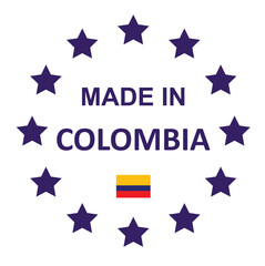 Made In Colombia. Flag, banner icon, design, sticker