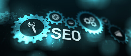 Wall Mural - seo - search engine optimisation, digital internet marketing concept on virtual screen.