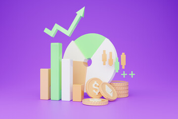 Poster - Financial markets and stocks concept, 3d illustration, collage