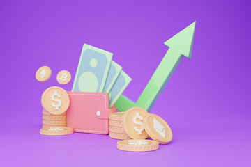 Poster - Investment strategies, trading concept, 3d illustration, collage