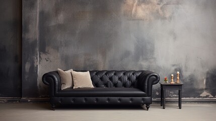 Wall Mural - Luxurious black sofa with aesthetic style, generated by AI