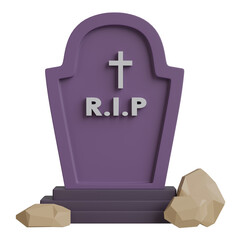 Wall Mural - 3d render of gravestone icon,with halloween season.