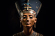 Portrait of a beautiful Egyptian Queen Nefertari  on a black background