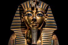 Egyptian Sarcophagus Of Pharaoh Tutankhamun Isolated On Black Background