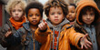 Kleine Kinder Clique Bande halten zusammen im Retro Style 60er Querformat als Banner, ai generativ