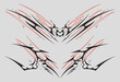 Neo Tribal symmetrical shapes. Cyber sigilism elements, gothic y2k sharp spikes with bones. Vector shape set