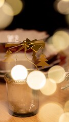 Wall Mural - christmas festive decoration on the table selective focus