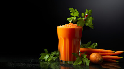 Glass of fresh healthy carrot juice