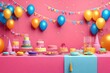 © Mohammed Ali - Birthday balloons and happy birthday cake with colorful candles