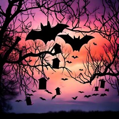 halloween background with bats