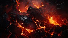 Image Of Hot Coals And Burning Embers, Radiating Intense Heat.