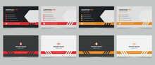 Double Sided Modern Business Card Design, Minimal Business Card Template And 4 Color Variation