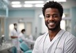 Bussines afro men dentist smiling wearing white outfit in dentist hospital