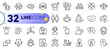 © blankstock - Outline set of Touchscreen gesture, Cough and Puzzle line icons for web with Copyrighter, Business meeting, Engineering team thin icon. Squad, Multitasking gesture, Person info pictogram icon. Vector