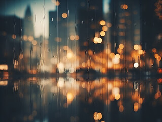 Blurred abstract bokeh background with city lights in the night