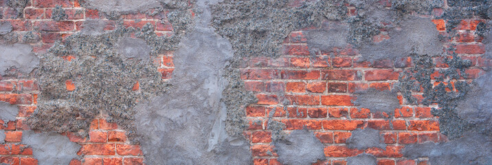Aufkleber - Abstract red brick wall texture for pattern background. wide panorama