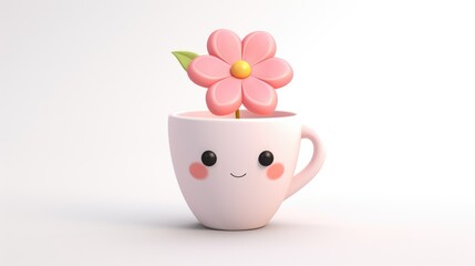 Sticker - A cup with a flower sticking out of it