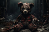 creepy teddy bear from nightmares, generative ai 
