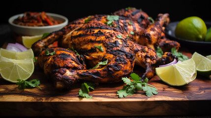 Wall Mural - hot and spicy grilled chicken open fire