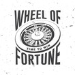 Wheel of fortune print, logo, badge with roulette silhouette. Vector illustration. Classic casino play-roulette with ball. For gambling industry, sport lottery services, icons, web pages, logo design