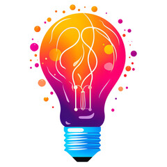 Wall Mural - a colorful glowing idea bulb lamp, isolated design element on transparent background, visualization 