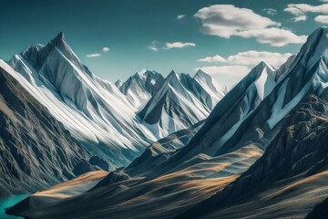 Wall Mural - image of mountains cover with snow. AI Generative