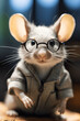 retrato de un ratón con gafas
