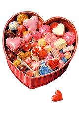 Wall Mural - box of assorted valentines candy vintage illustration isolated on a transparent background, generative ai