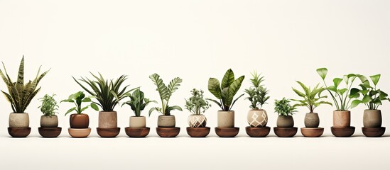 Poster - Beautiful plants in ceramic pots isolated on transparent background rendered in for illustration architecture visualization