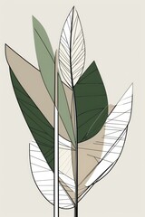  Geometric leaf lines art