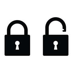 Lock icon set. Lock open and lock closed icons. Locked and unlocked symbol. Template design for web banners and mobile app, printed materials, infographics. Padlock symbol - stock vector illustration.