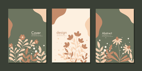 Wall Mural - Cover page notebook collection. Templates with  hand drawn floral decorations. Vector layouts for diary, books, catalogs, magazines, journals, planners and flyers. 