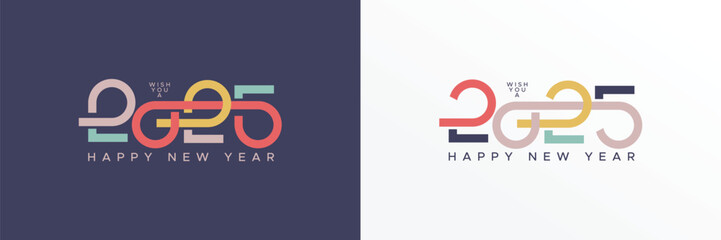 Wall Mural - 2025 typeface logo with full colour number. Concept of 2025 new year symbol for calendar