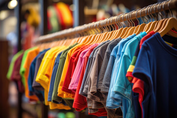 Kids clothes on hangers in a store