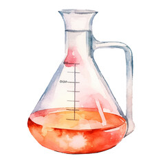 laboratory flask watercolor illustration, generative ai