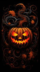 Wall Mural - Fall Glow Jack o Lantern Design