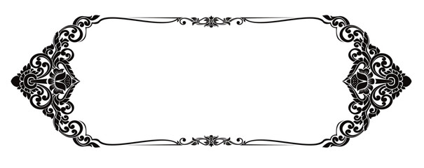 Poster - frame with corner Thailand line floral for picture, Vector design decoration